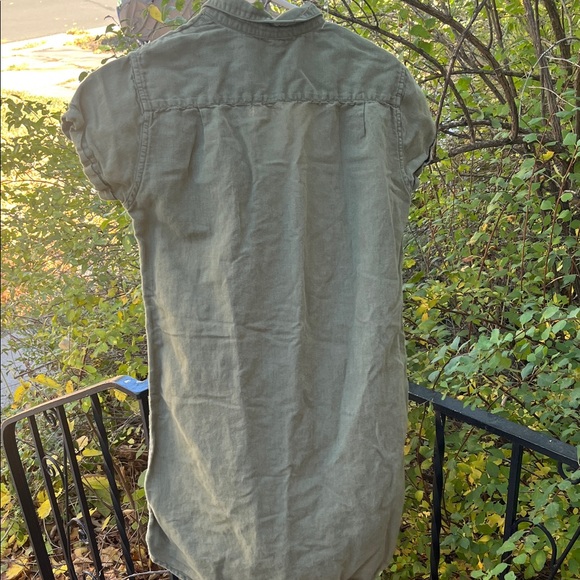 Olive Green Button-Up Shirt dress - Picture 3 of 4